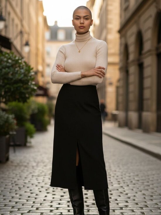 Mango Dresses & Skirts - Mango Black Midi Skirt | Side Slit | Tailored Minimal | XL